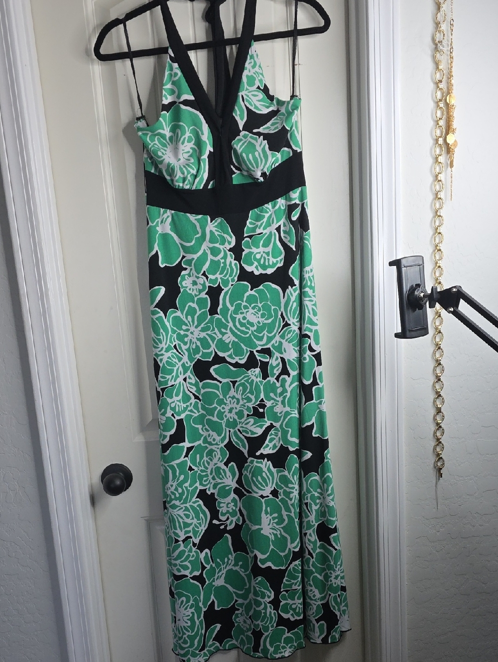 Enfocus Studio Black Maxi Dress with Mint Floral Print
